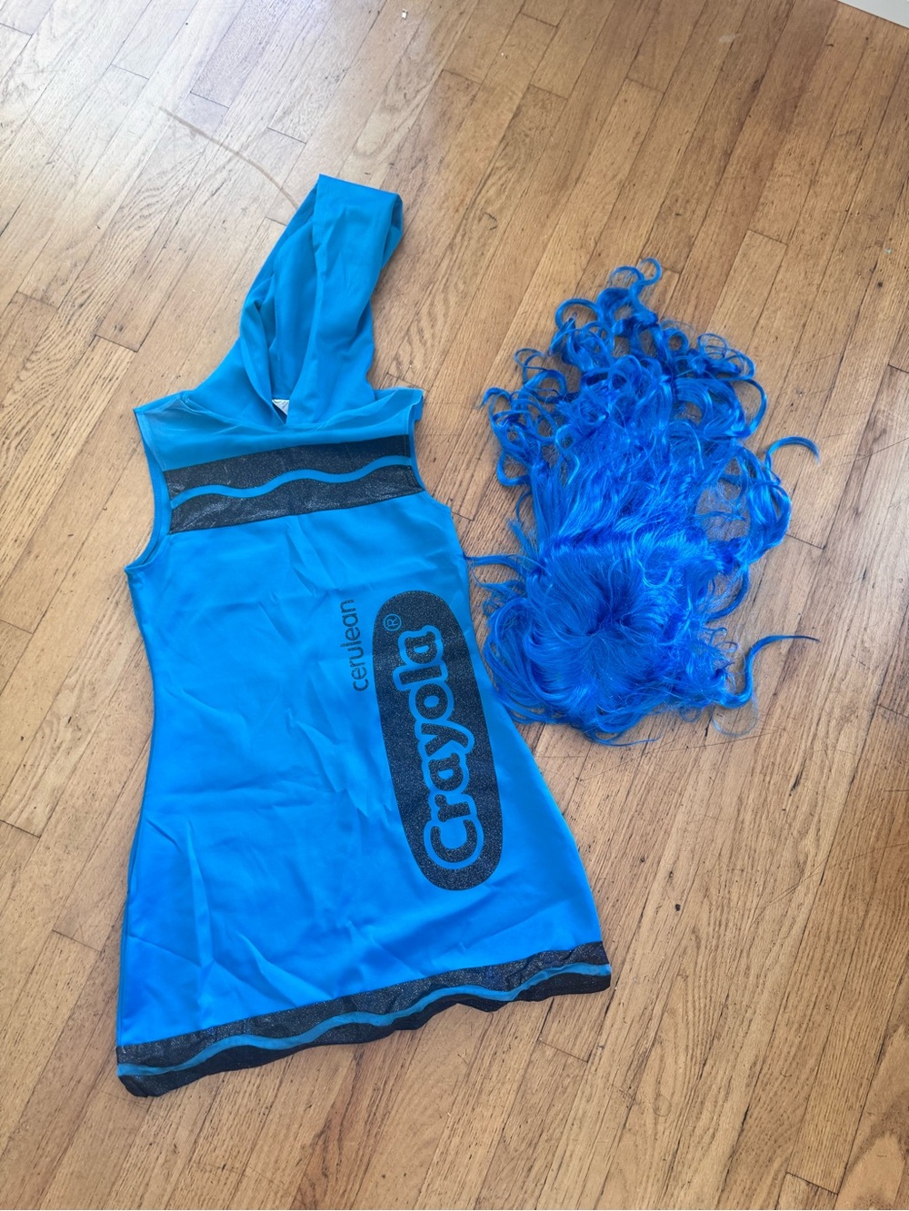 Crayola Bright Blue Hooded Costume with Black Trim